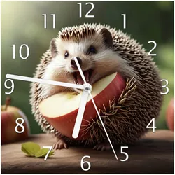 Wallario Uhr 30 x 30 cm, weiße Zeiger Lustiger Igel