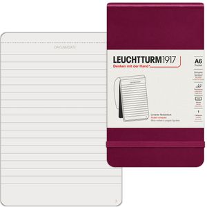 Leuchtturm1917 Notizblock Pocket Port Red, 364408, rot, A6, liniert, 80 g/m², 92 Blatt / 184 Seiten