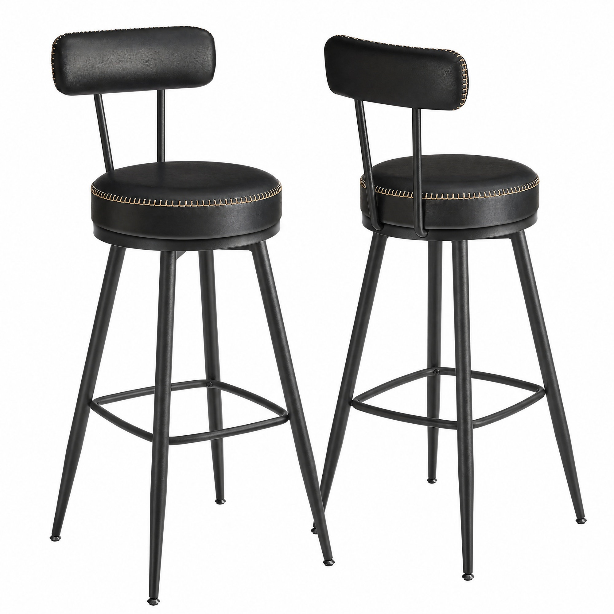 VASAGLE Barhocker 2er Set, hohe Drehhocker mit Rückenlehne, Kunstleder LBCB35889B01