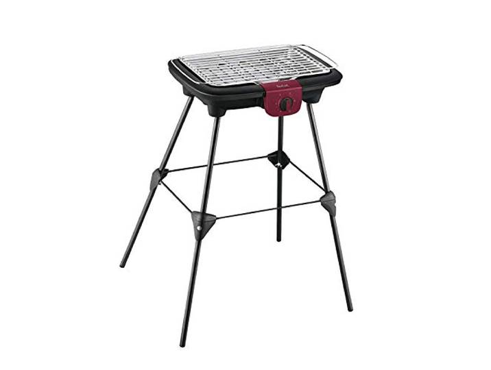 Tefal Easygrill Elektrischer Standgrill BG90F5 Mit Standfüßen Für Draußen Auch Als Tischgrill Drinnen verwendbar 2300 W 870cm² Grillfläche Leichte Reinigung schwarz/Burgunderrot