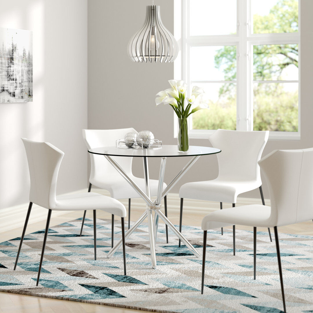 LPD CASA ROUND DINING TABLE Clear/Chrome