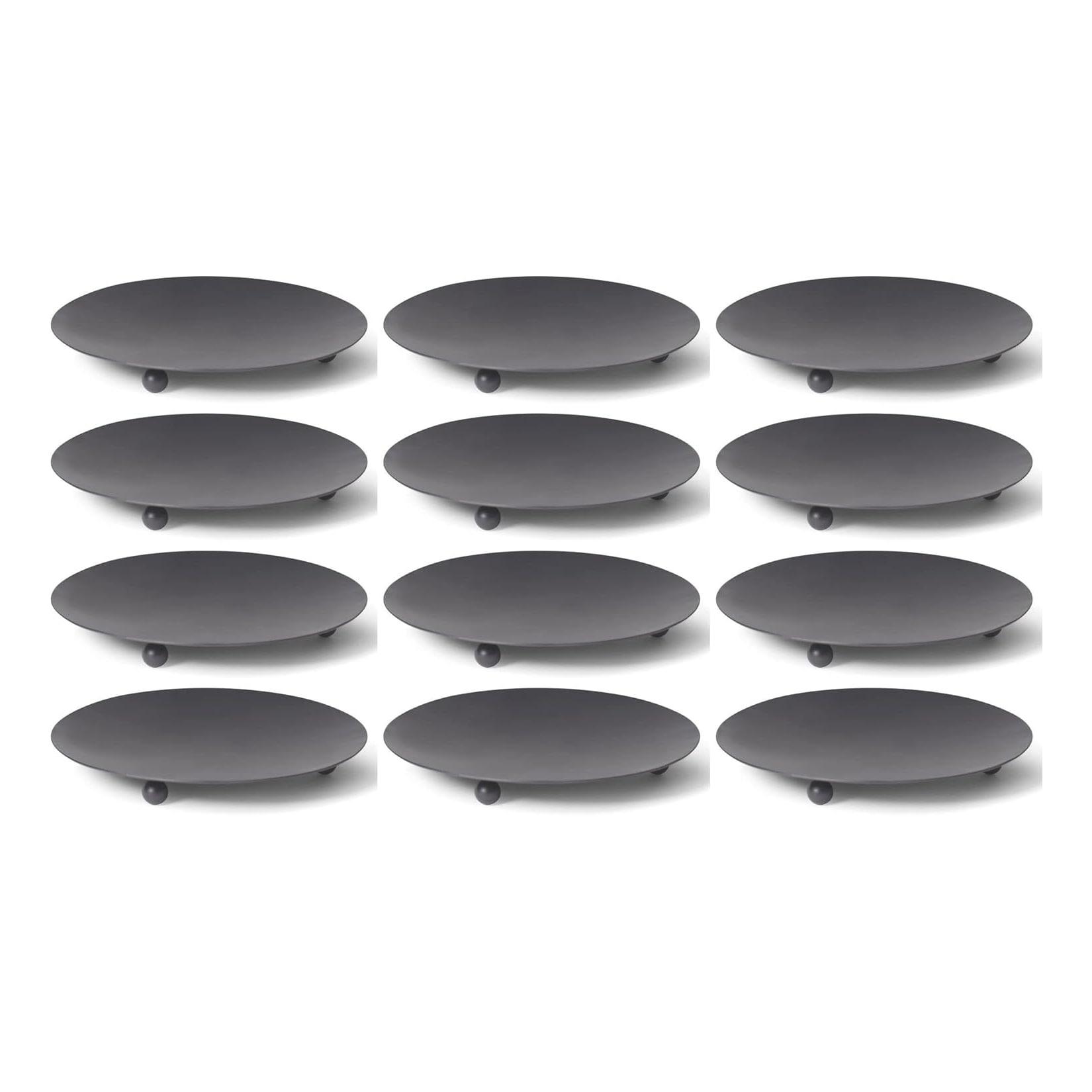 12er-Set Kerzenhalter SCHWARZ 3 Füße 7 ,5cm Kerzenteller Kerzenhalter Dekoteller rund Adventskranzkerzenhalter Tischdekoration für Stumpenkerzen Teelichter Kerzenpin Metall Weihnachten