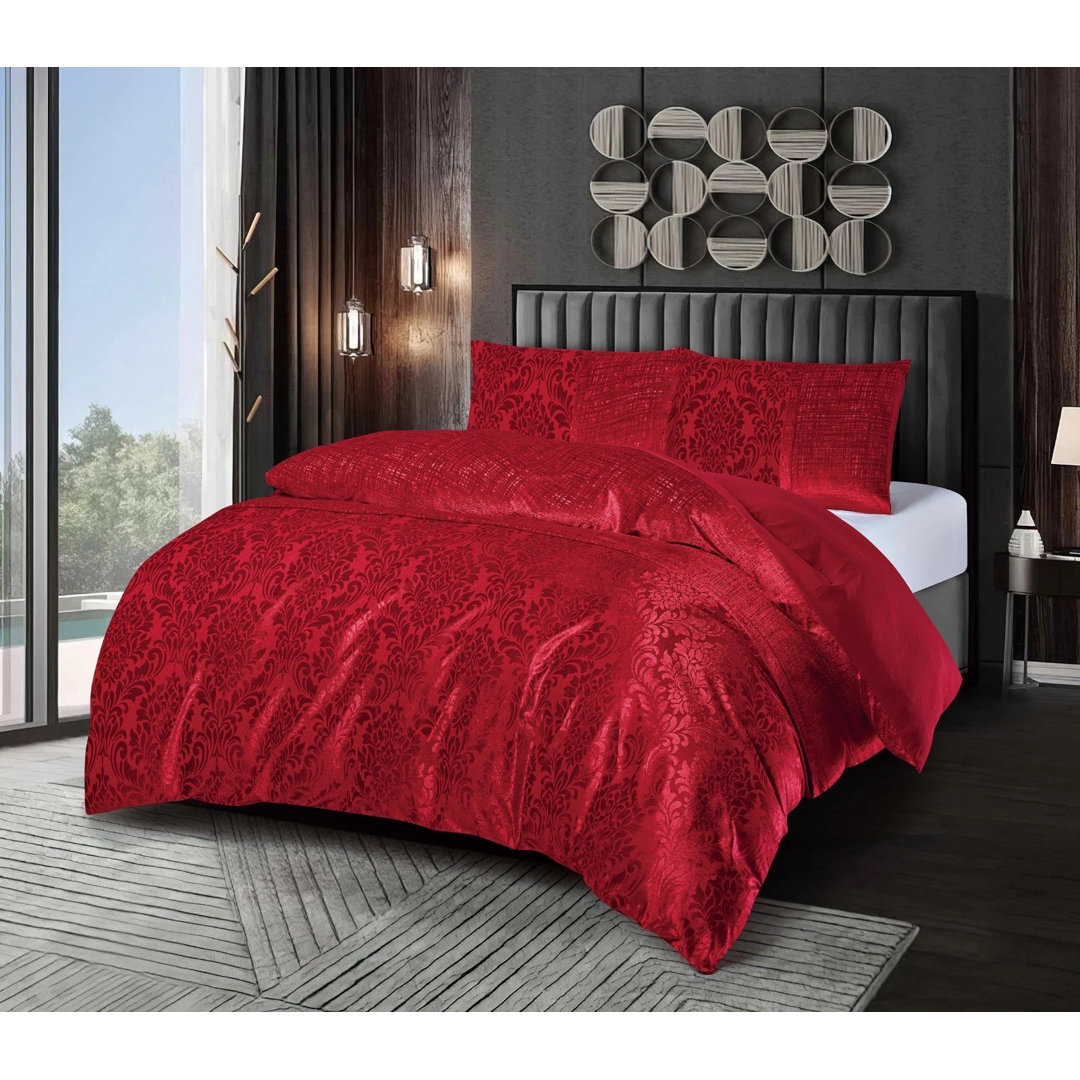 ZASH LONDON Duvet Cover Burgundy Double Duvet Cover + 2 Pillowcase