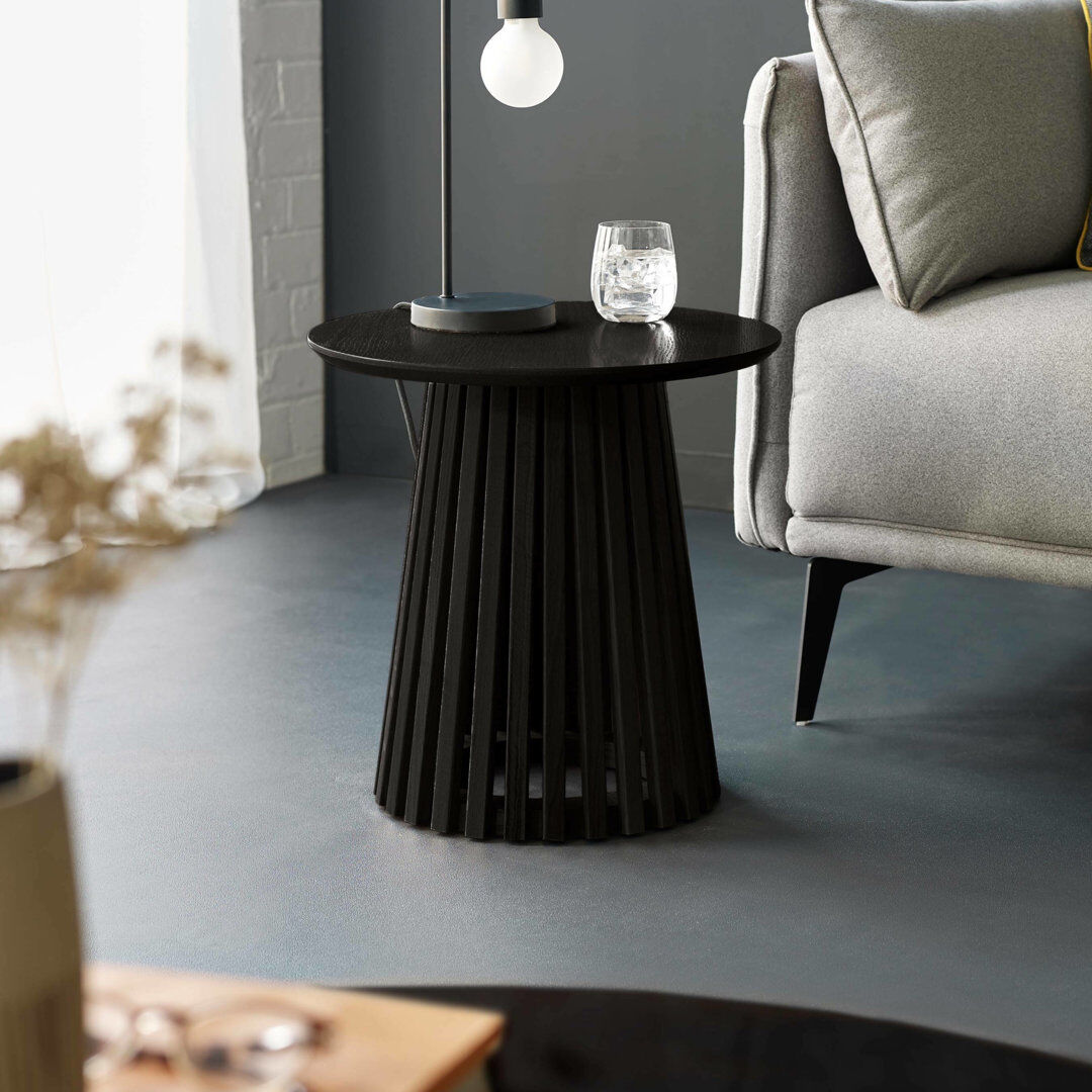 Metro Dejania Pedestal Round Side Table Black 45cm H X 45cm W X 45cm D