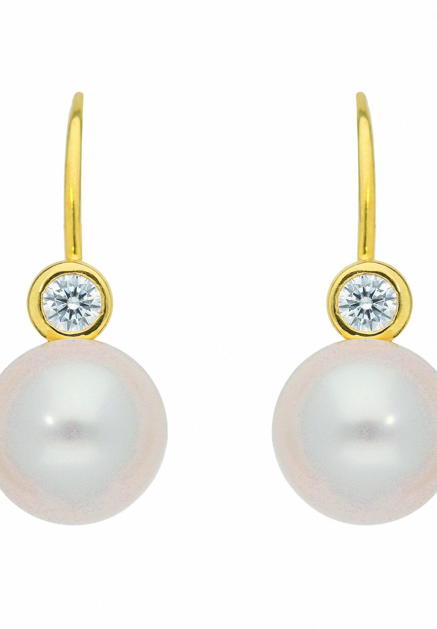 Paar Ohrhänger ADELIA´S "585 Gold Boutons mit Zirkonia", gold, Ohrringe, Damen, mit Zirkonia, Gelbgold 585, Paar Ohrhänger