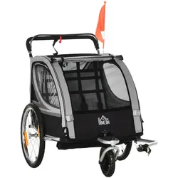 KINDERFAHRRADANHÄNGER, Stahl, Polyester, Grau+Schwarz