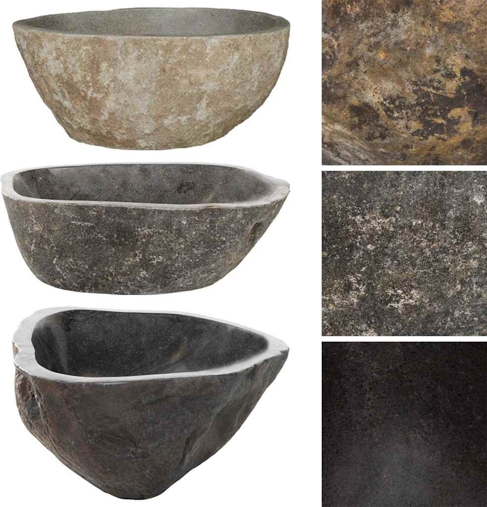 vidaXL Lavabo en pierre de rivière Ovale (37-46)x(29-36) cm