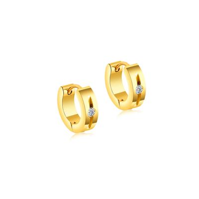 Paar Creolen FIRETTI "Schmuck Geschenk Glamour, klassisch", gold (gelbgoldfarben, weiß, kristallweiß), Ohrringe, Damen, 13,5mm, Edelstahl, mit Zirkonia (synth.)