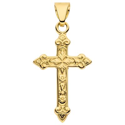 Kreuzanhänger JOBO "Anhänger Kreuz Goldkreuz mit Ornament 17 mm", gold (gelbgold 333), Schmuckanhänger, Damen, Gelbgold 333, 8 Karat 333 Gold