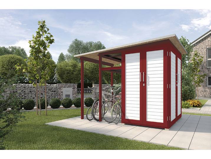 Weka Garten [Q] Modul Family Seitlicher Anbau Schwedenrot-Weiss 70 × 200 × 20 cm