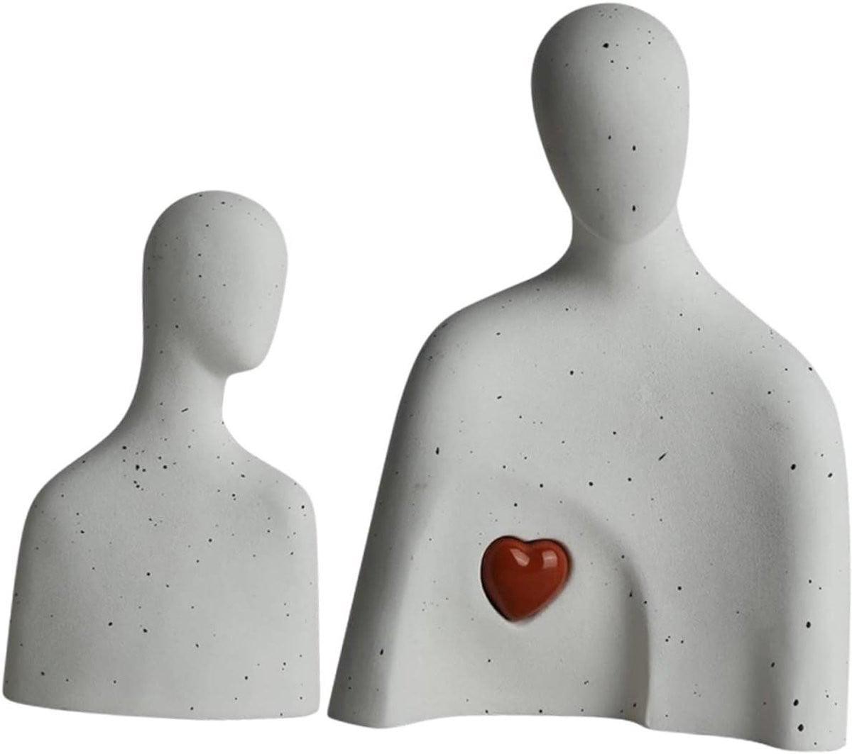 Abstracte Keramische Beelden - Decoratieve Kunstobjecten voor op Tafel - Hoogte: 18,5 cm