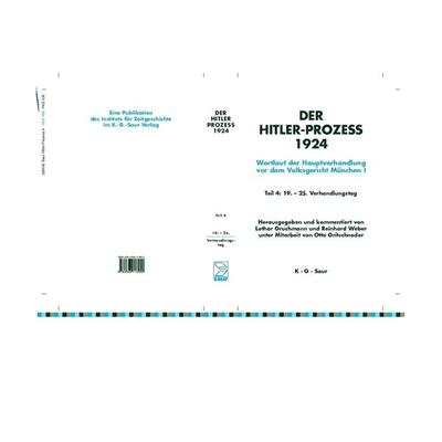 HITLER-PROZEß 1924 TL.4, Gebundene Ausgabe von , De Gruyter, 978-3-598-11355-0