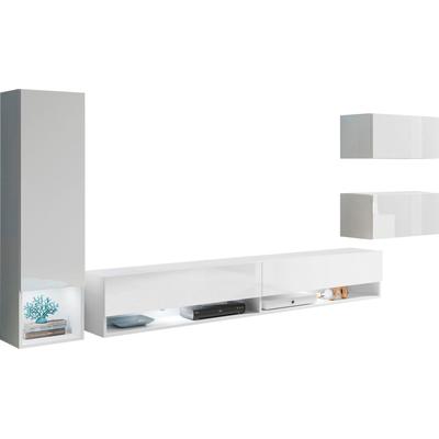 Wohnwand HOME AFFAIRE "Amadeo", weiß (weiß, weiß), B:290cm H:130cm T:31cm, Kastenmöbel-Sets, Wohnwand