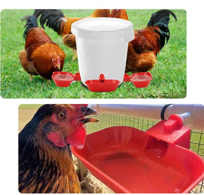 Drop Dash Deals Coop Bucket Setup Red Automatic Chicken Waterer Cups With Drill Bit For Poultry & Birds Coop Bucket Setup Red Automatic Chicken Waterer Cups With Drill Bit For Poultry & Birds