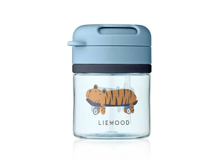 Liewood Tasse avec paille Pavia Fun-beach blue, 28 cl