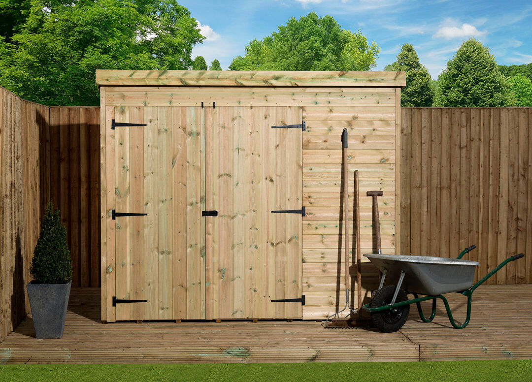 Empire Sheds Ltd Shiplap Pent 12 ft. W x 7 ft. D Wooden Tongue & Groove Garden Shed Natural