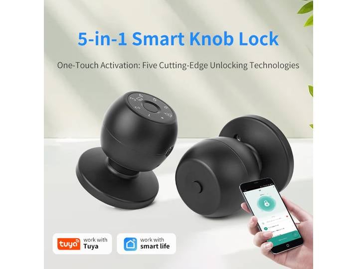 Serrure électronique intelligente Tuya 5 en 1, application Smart Life, mot de passe par empreinte digitale, carte IC, déverrouillage de clé, bureau, hôtel, appartement