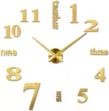 Inspire Picks Modern 3D DIY Wall Clock Large Acrylic Mirror Decorative Quartz Clock 018 Gold 3d Diameter 60 90cm