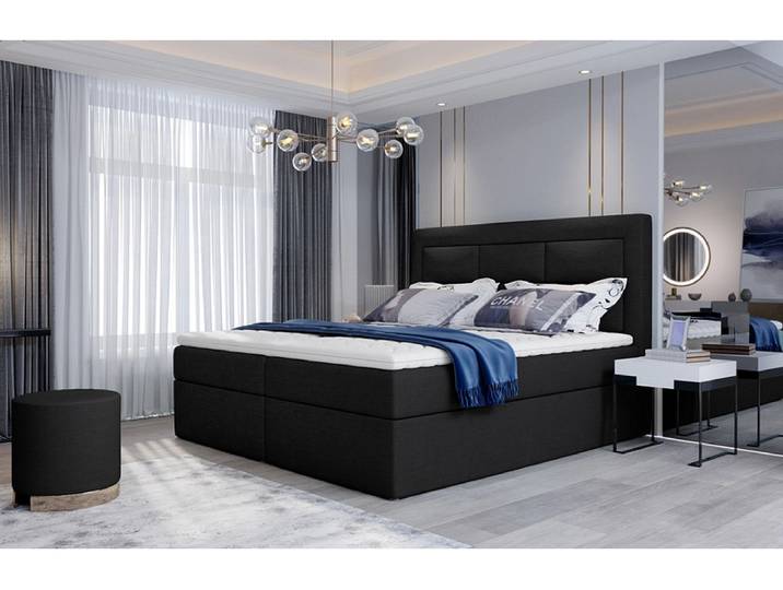 Boxspringbett ELTAP VIVRE schwarz 160x200cm halbfest