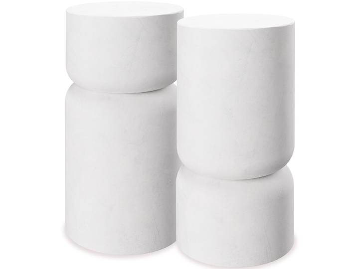Set van 2 bijzettafels Amine, chubby-design - wit