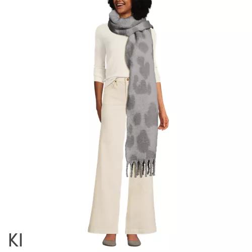 Schal mit Leoprint für Damen, Damen, size: regular, Grau, Polyester, by Lands' End