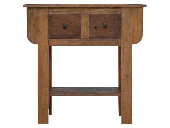 Konsolentisch aus recyceltem Holz, 80x35x80 cm, 2 Schubkästen, 1 Massivholz Recyclingholz Mahagoni Teakholz Mango Akazie rustikal Vintage für Flur und Wohnzimmer
