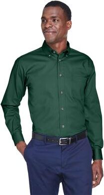 Harriton M500 Men's Easy Blend Twill Shirt in Hunter size 4XL   Cotton/Polyester