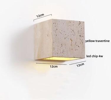 Inspired Living Natural Elegance Travertine & Wood LED Wall Lamp Nordic Modern LED Wall Light Travertine Wall Sconce Bedside Wall Lamp l