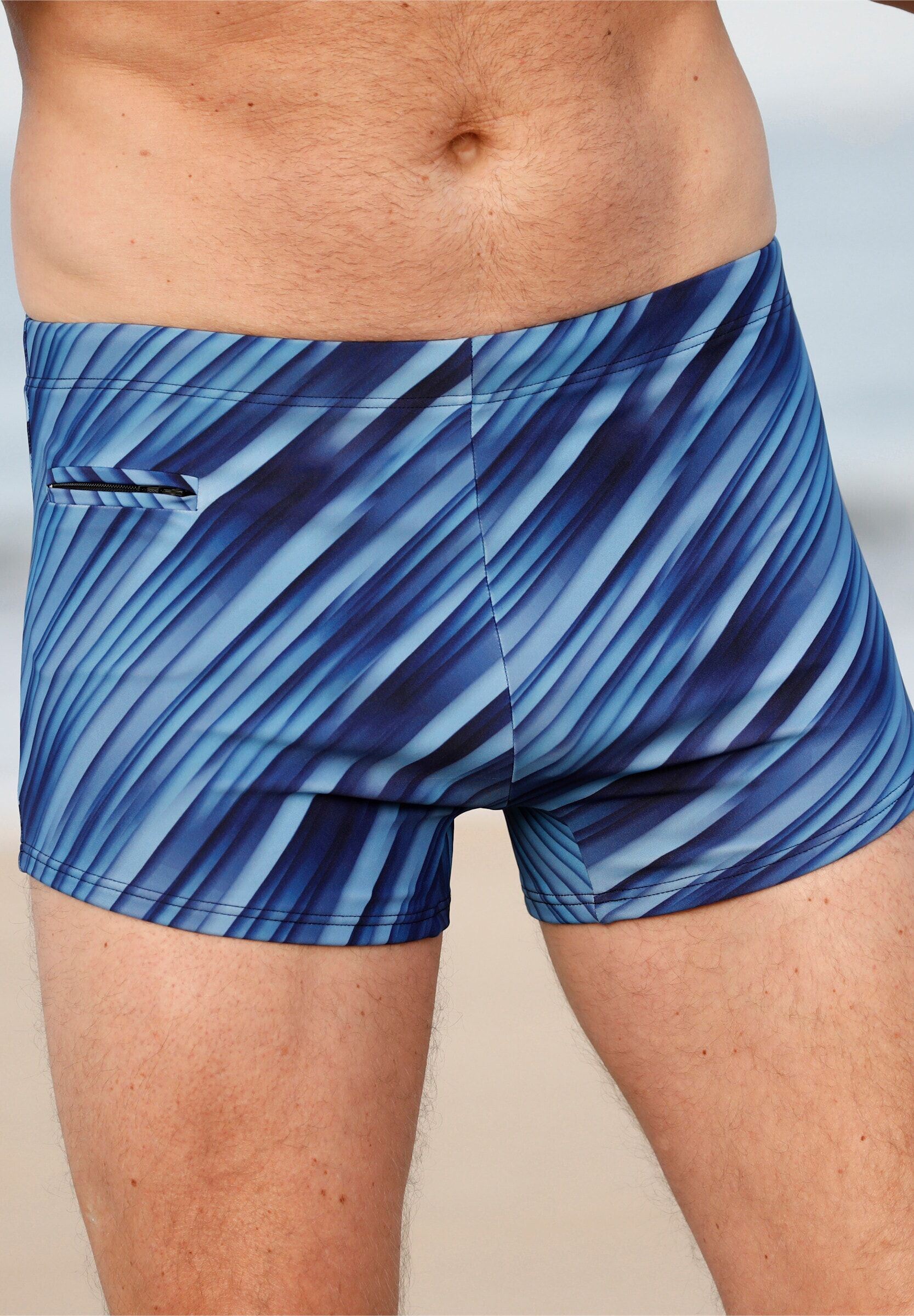 Badehose WITT "Badehose Badehose", Herren, Gr. 10, N-Gr, marine, mittelblau, bedruckt, Badehosen Badehose