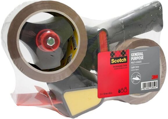 PacktejpshÃ¥llare SCOTCH + 2st Packtejp PP Acryl Brun, 50mm