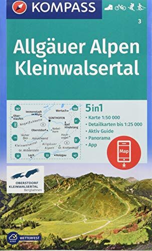 KOMPASS-Karten GmbH - Allgäuer Alpen, Kleinwalsertal: 5in1 Wanderkarte 1:50000 mit Panorama, Aktiv Guide und Detailkarten inklusive Karte zur offline Verwendung in der ... Langlaufen. (KOMPASS-Wanderkarten, Band 3) - Preis vom 11.10.2026 15:43:13 h