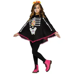 Fun World Division Dia de los Muertos Poncho (One Size)