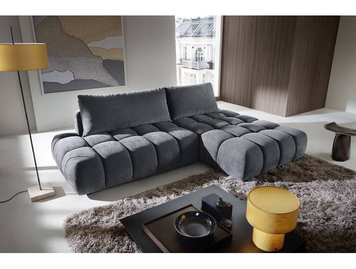 Masseno Ecksofa GARDA mit Schlaffunktion und Bettkasten, Ausziehbares Bettsofa - Grau, CASA 25