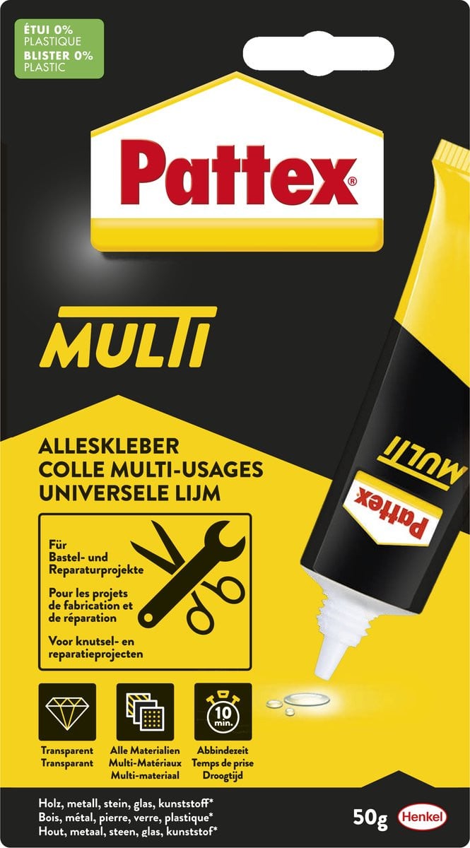 Pattex Multi 50 g Lijm - Multifunctionele lijm voor hout, metaal, glas en kunststof
