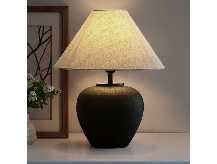 Lampadaire en céramique rétro nordique, abat-jour en tissu, lampes de Table de chevet, décoration de pièce, éclairage intérieur, lampadaires
