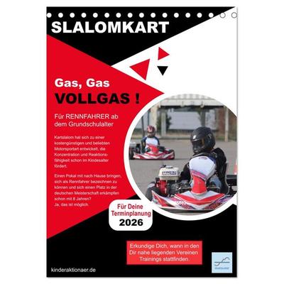 Slalomkart - Gas, Gas, Vollgas! 2026 (Tischkalender 2026 DIN A5 hoch), CALVENDO Monatskalender