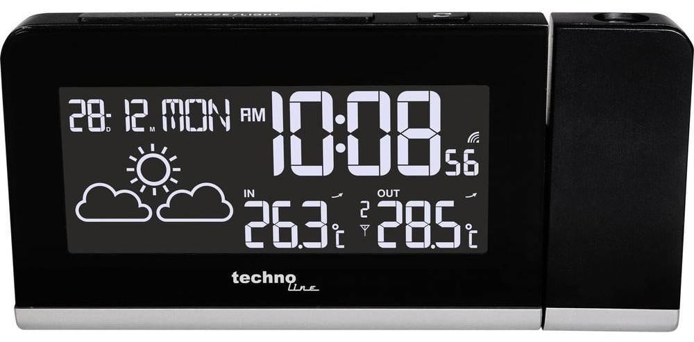 Projectiewekker met radio, weersvoorspelling en kleurverandering voor de keuken