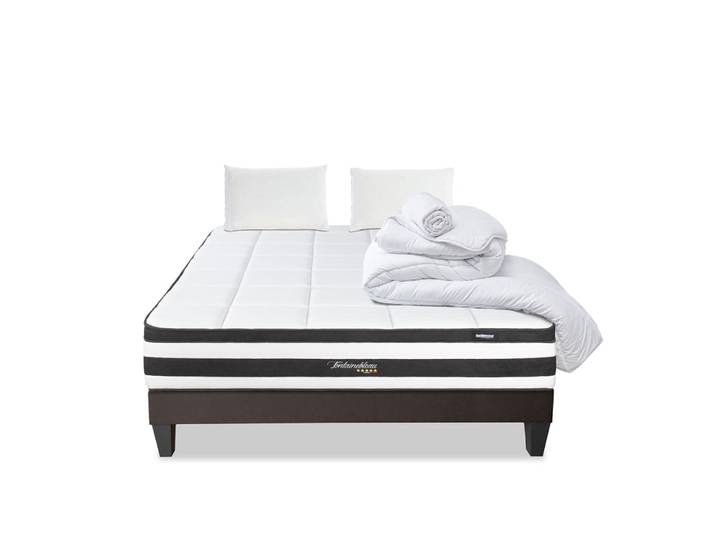 Prêt à dormir matelas sommier bois 160x200