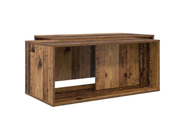 Couchtische 2er Set Altholz 90 x 48 x 40 cm Rechteckige Tischplatte, Rückseite fertig, ohne Schubladen und Ablagen, für Wohnzimmer, leicht umzustellen