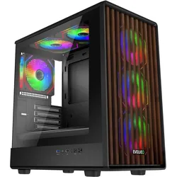 Evolveo Panthera, mATX/6x ARGB 120/Holz+Glas (mATX), PC Gehäuse, Transparent