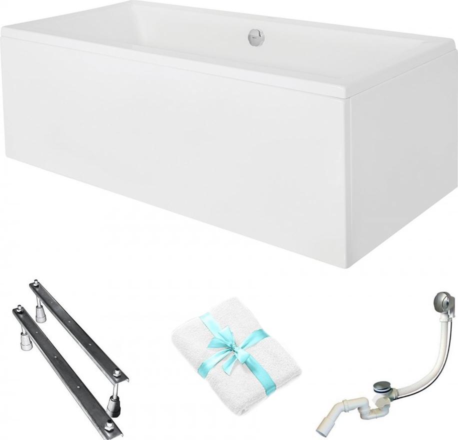 Aqua For You | Quadro Badewanne - 180x80cm - Acryl - Mit Verkleidung - Inklusive Siphon