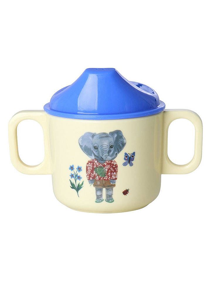 Rice Schnabelbecher "Nathalie Lété" in Creme/ Blau - 250 ml - onesize