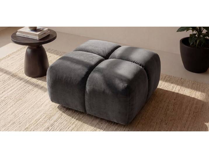Kaiser Möbel Hocker für Wohnzimmer, Samtstoff Bluvel, Averro (Hocker), Designer-Hocker im Bubble-Stil,Modell aus der Averro-Kollektion