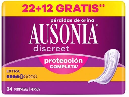 AUSONIA Discreet Compresas Proteción Completa Extra 34Uds