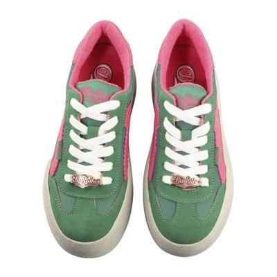 Trainingsschuh BUFFALO "Buffalo CAJO", Damen, Gr. 38, grün (grün, pink), Polyurethan, Schuhe