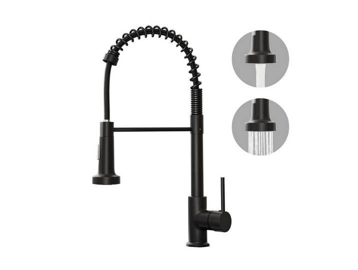 LuxusKollektion Küchenarmatur Küchenarmatur Schwarz Matt Ausziehbar 2 Funktionen (1-St)