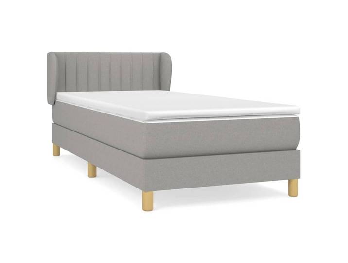 vidaXL Boxspringbett, Boxbett mit Matratze Hellgrau 90x190 cm Stoff