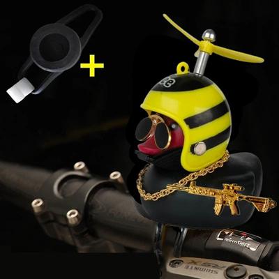 Inspired Living Yellow Rubber Duck Car Ornament With Helmet Propeller Fun Dashboard Duck Decoration & Squeeze Toy b3