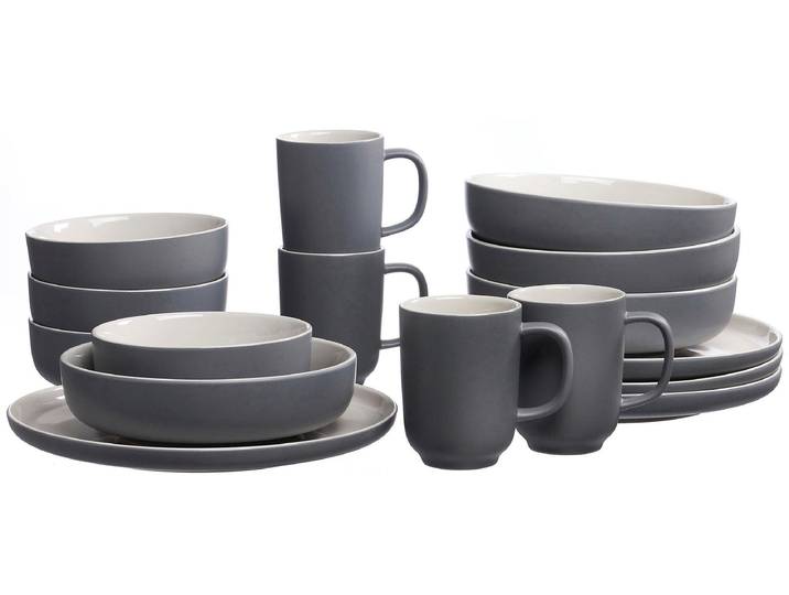 Kombiservice RITZENHOFF & BREKER Geschirr-Set, Service Jasper , grau, 16 Stk., Steinzeug, Geschirr-Sets, Kombiservice, im Scandic Style, 16 Teile, für 4 Personen