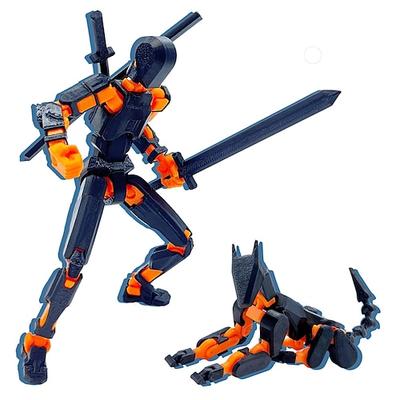 (Zusammenbau abgeschlossen) T13 Actionfigurenset 3D-gedruckte Spielzeuge Robo 13 Actionfigur Dummy 13 Titan 13 Actionfigur (Schwarz Orange) Weihnachtsgeschenk